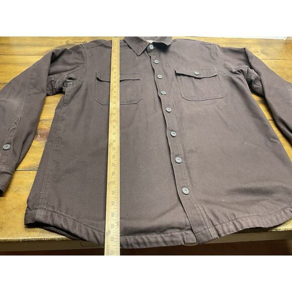 Duluth Trading Men's L Tall Brown Fleece Lined Heavy Canvas Shirt Jacket Snap - Picture 7 of 11